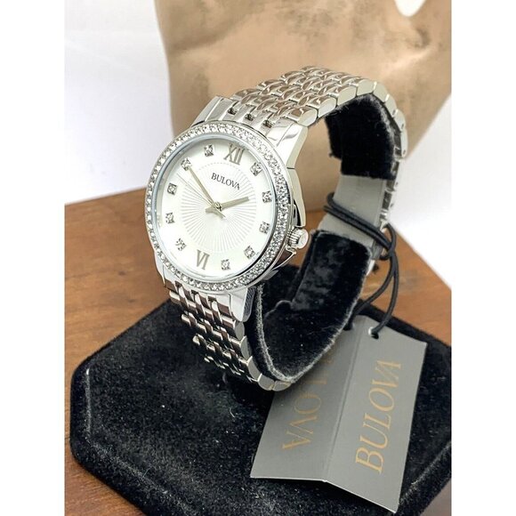 Bulova Women\'s Watch 96L297 Quartz Silver Dial Gemmed Stainless Steel 32mm main image 8